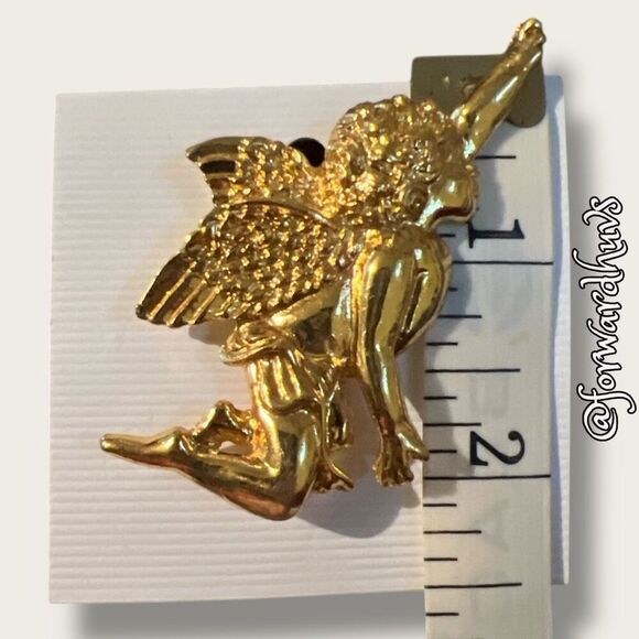 Bundle Sale 3 for $15 | Gold Tone Angel Brooch - Picture 6 of 7